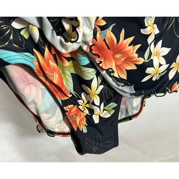 Always For Me Floral Skirted Swimsuit 20W Tropical Black One-Piece - Picture 2 of 7